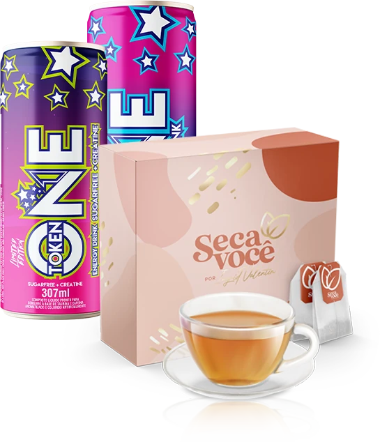 Embalagens One Token Energy Drink e Seca Você, exemplos de identidade visual da WOW